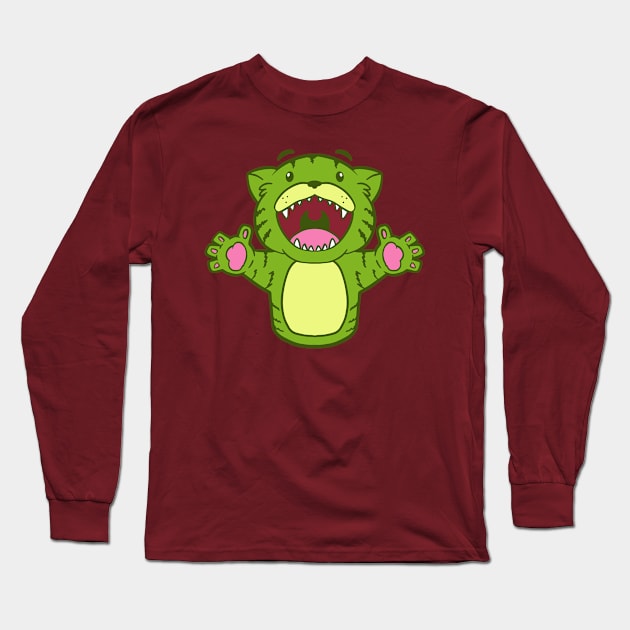 Happy Tiger (Green) Long Sleeve T-Shirt by janlangpoako